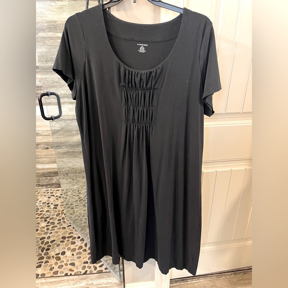 Lands End Cotton Dress 2x Black